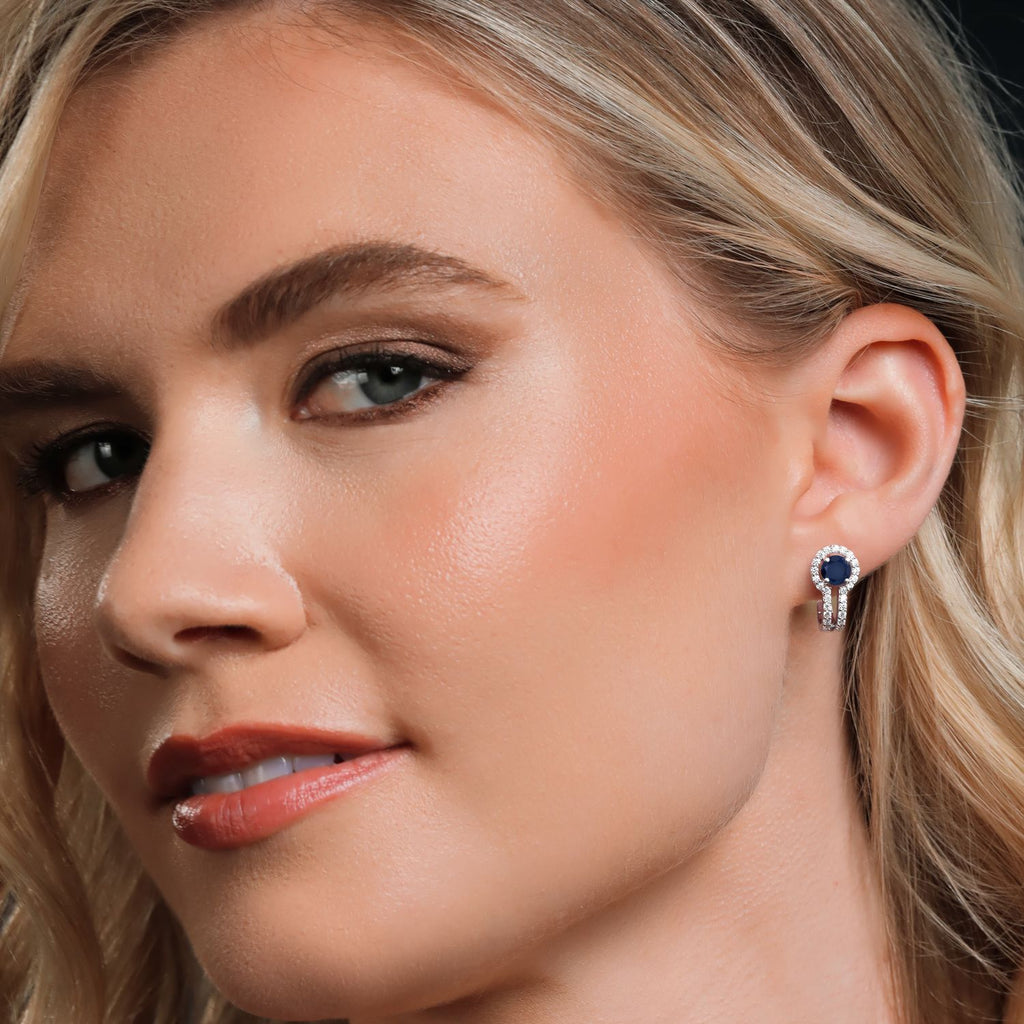 Blue Sapphire - September_Earrings in 925 Sterling Silver