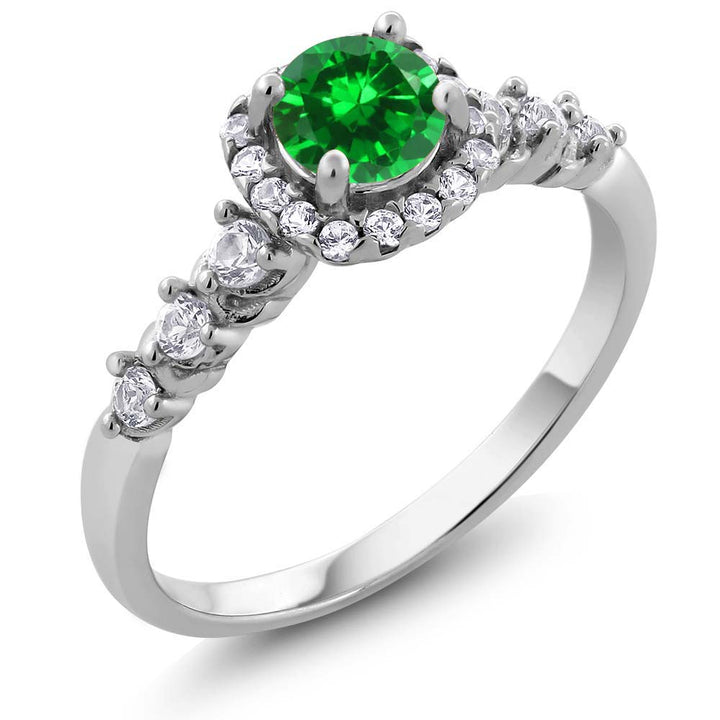 Created Emerald - May_5_Ring in 925 Sterling Silver