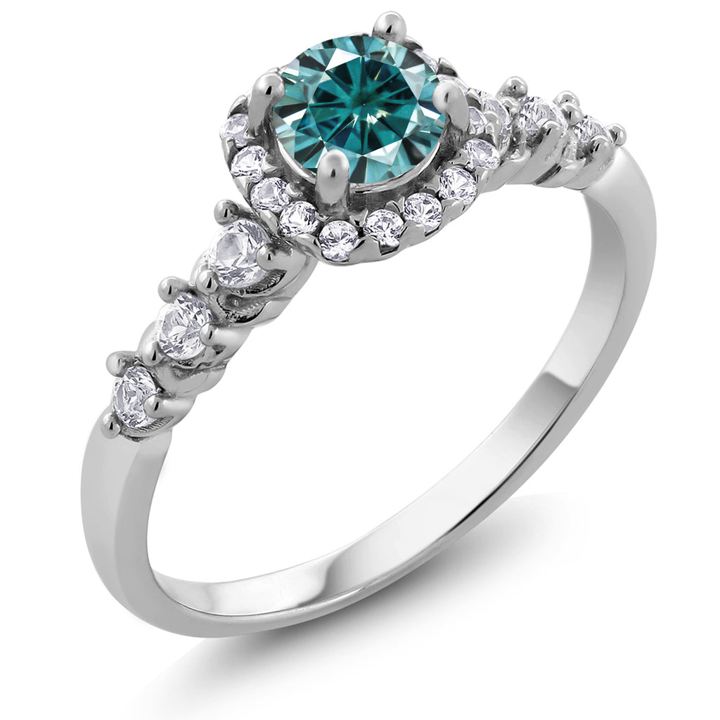 Blue Moissanite - April_8_Ring in 925 Sterling Silver