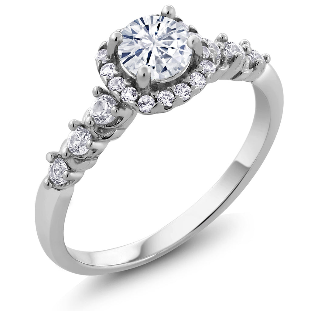 White Moissanite_7_Ring in 925 Sterling Silver
