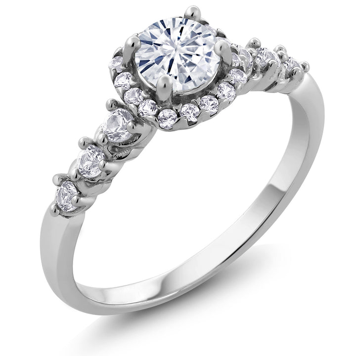 White Moissanite_9_Ring in 925 Sterling Silver