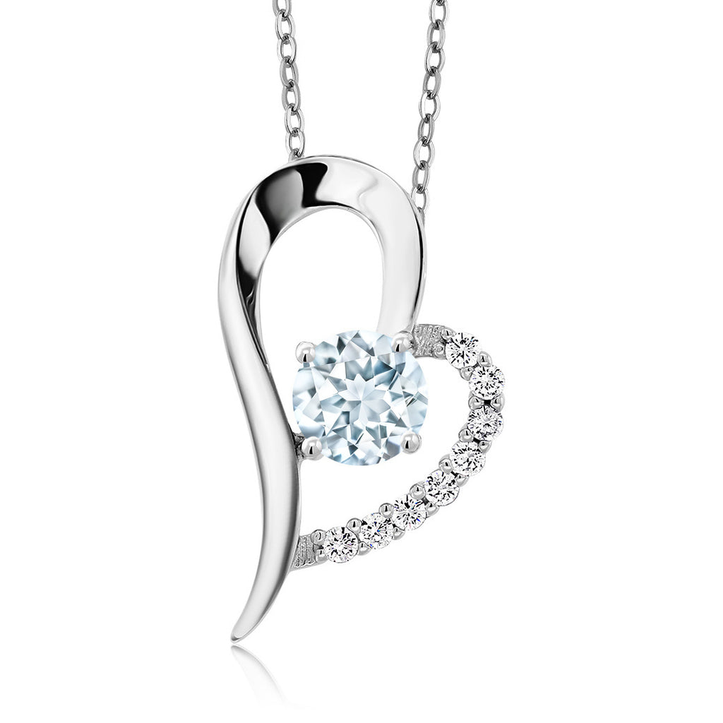 Aquamarine - March_Pendant in 925 Sterling Silver
