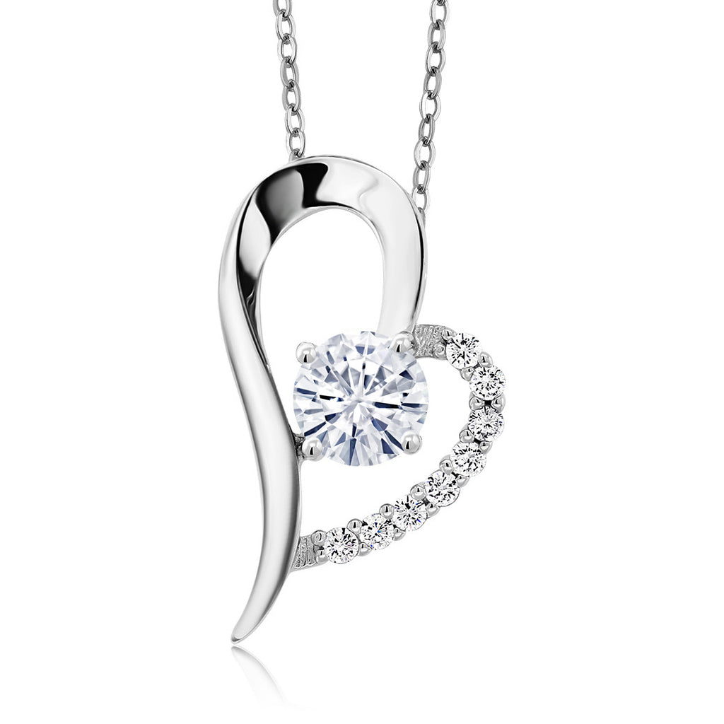 White Moissanite - April_Pendant in 925 Sterling Silver
