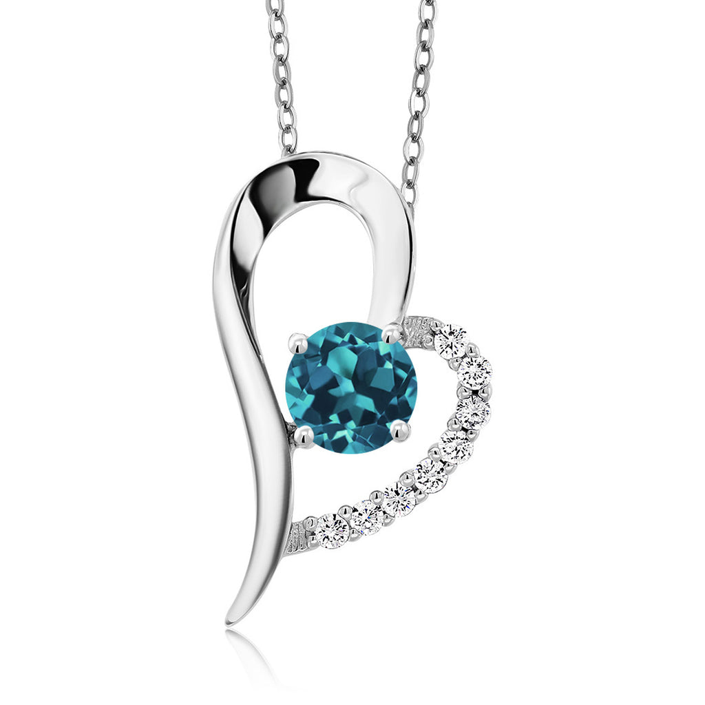 London Blue Topaz_Pendant in 925 Sterling Silver