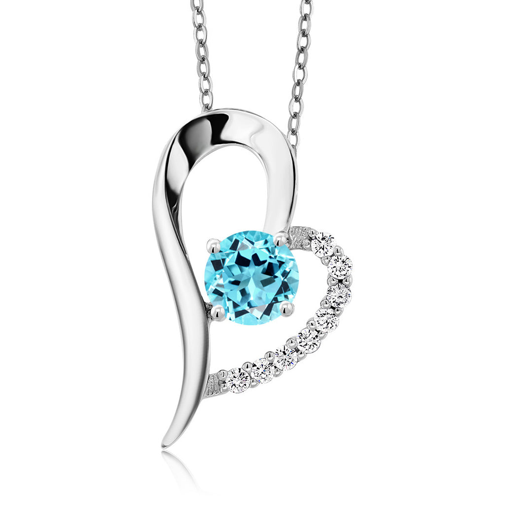 Swiss Blue Topaz_Pendant in 925 Sterling Silver
