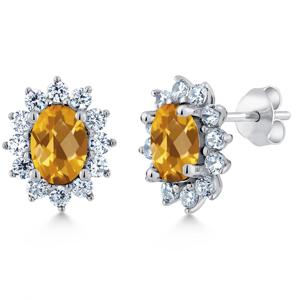 Citrine Checkerboard_Earrings in 925 Sterling Silver