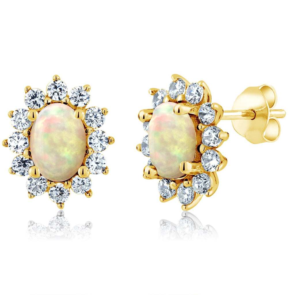 Ethiopian Opal_Earrings in 925 Yellow Gold Plated Silver