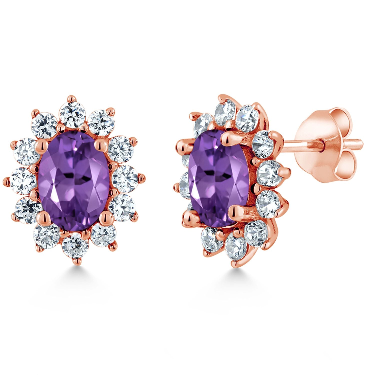 Amethyst - February_Earrings in 925 Rose Gold Plated Silver