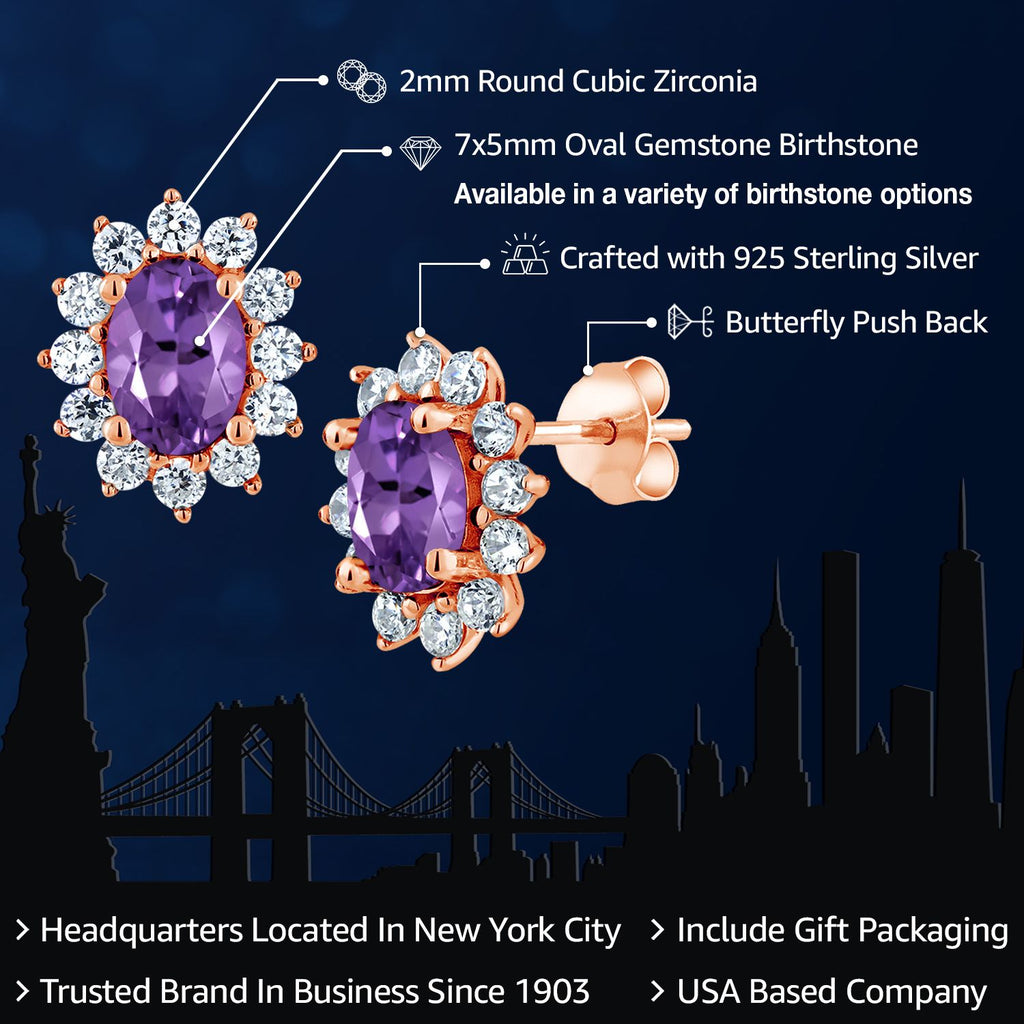 Amethyst - February_Earrings in 925 Rose Gold Plated Silver