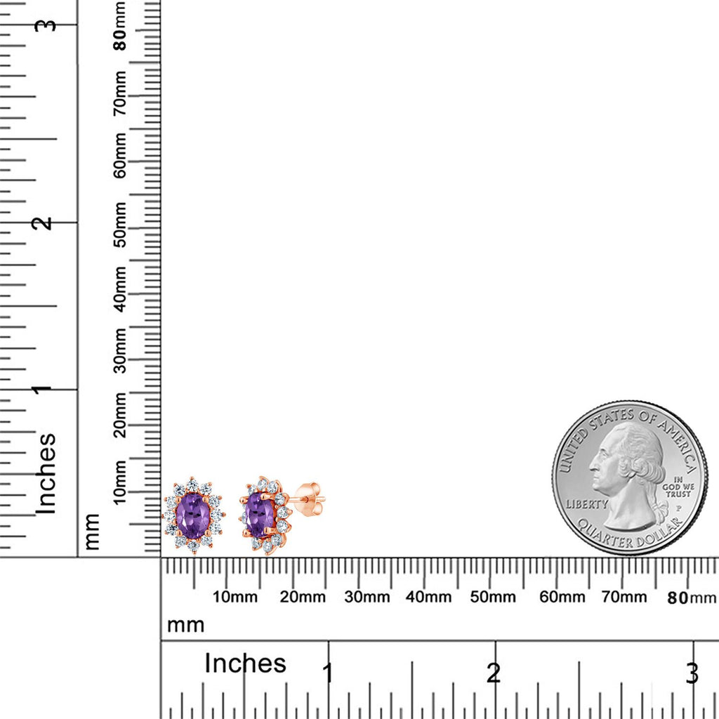 Amethyst - February_Earrings in 925 Rose Gold Plated Silver