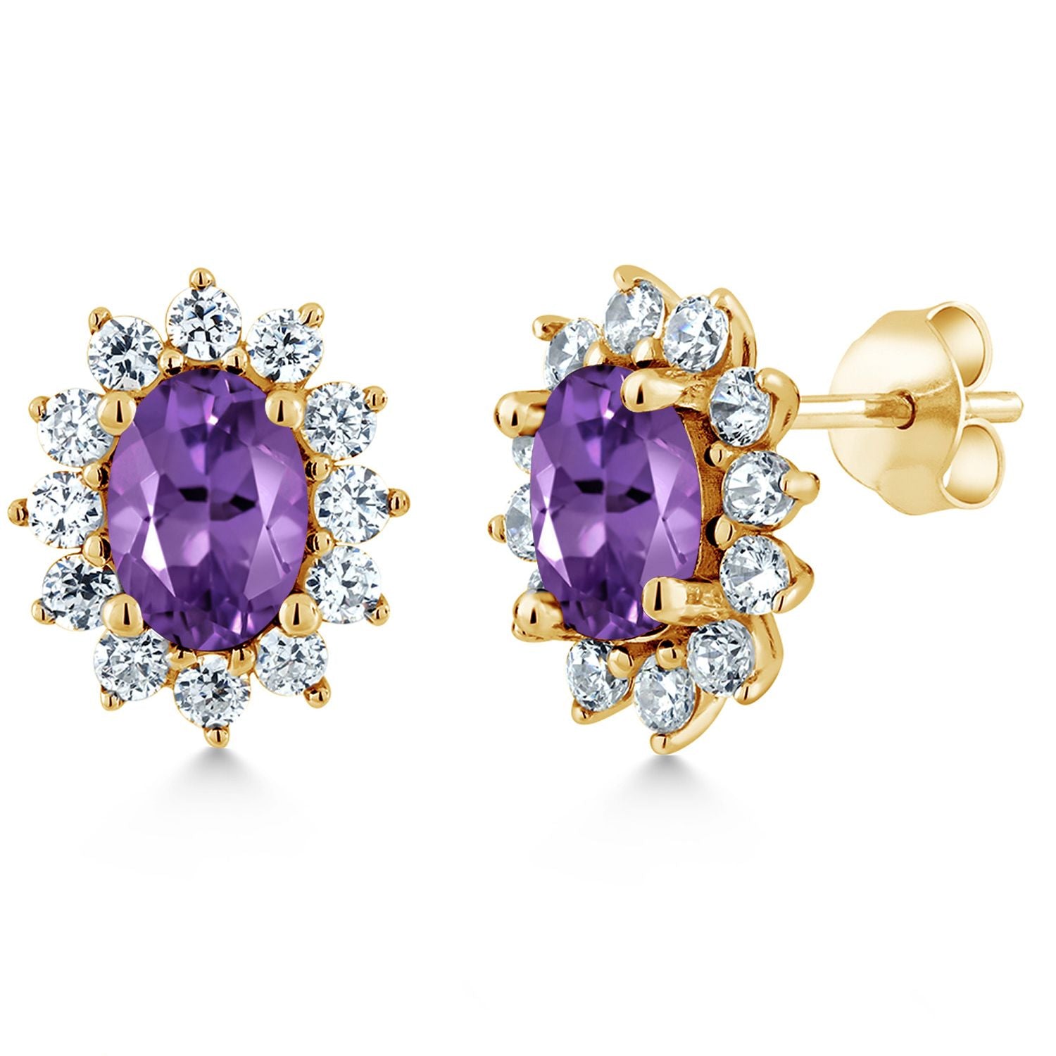 Amethyst - February_Earrings in 925 Yellow Gold Plated Silver