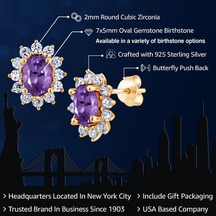 Amethyst - February_Earrings in 925 Yellow Gold Plated Silver