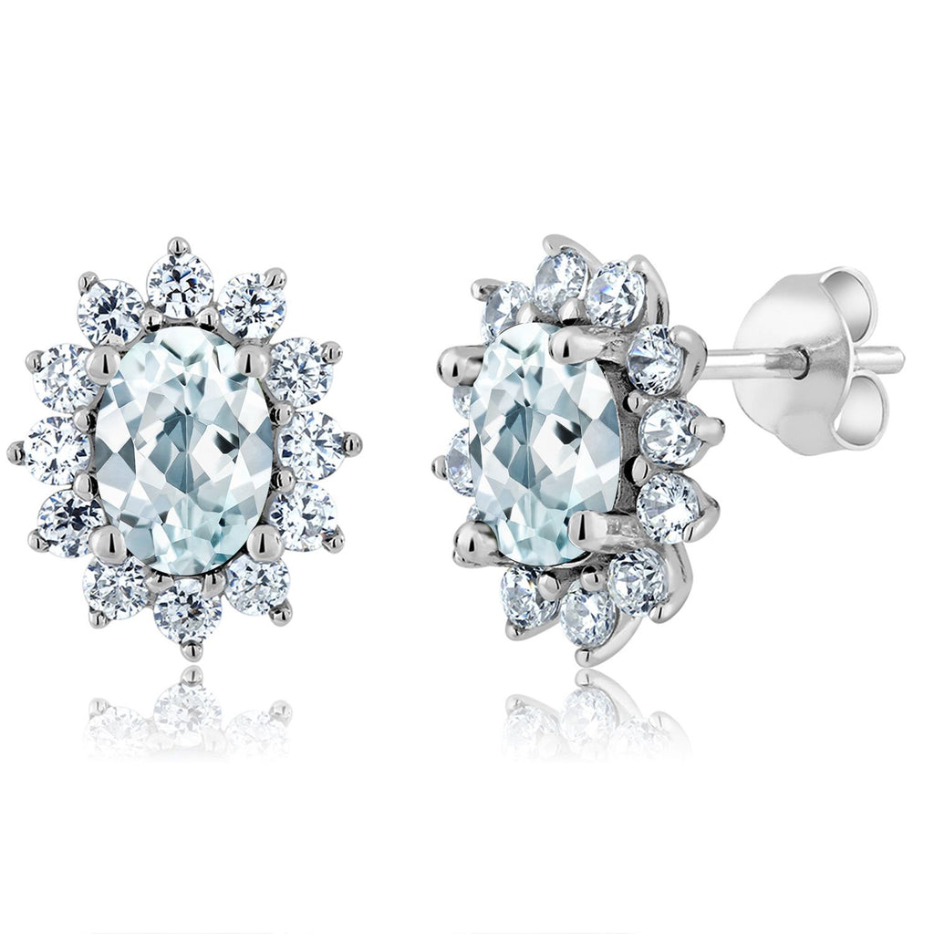 Aquamarine - March_Earrings in 925 Sterling Silver