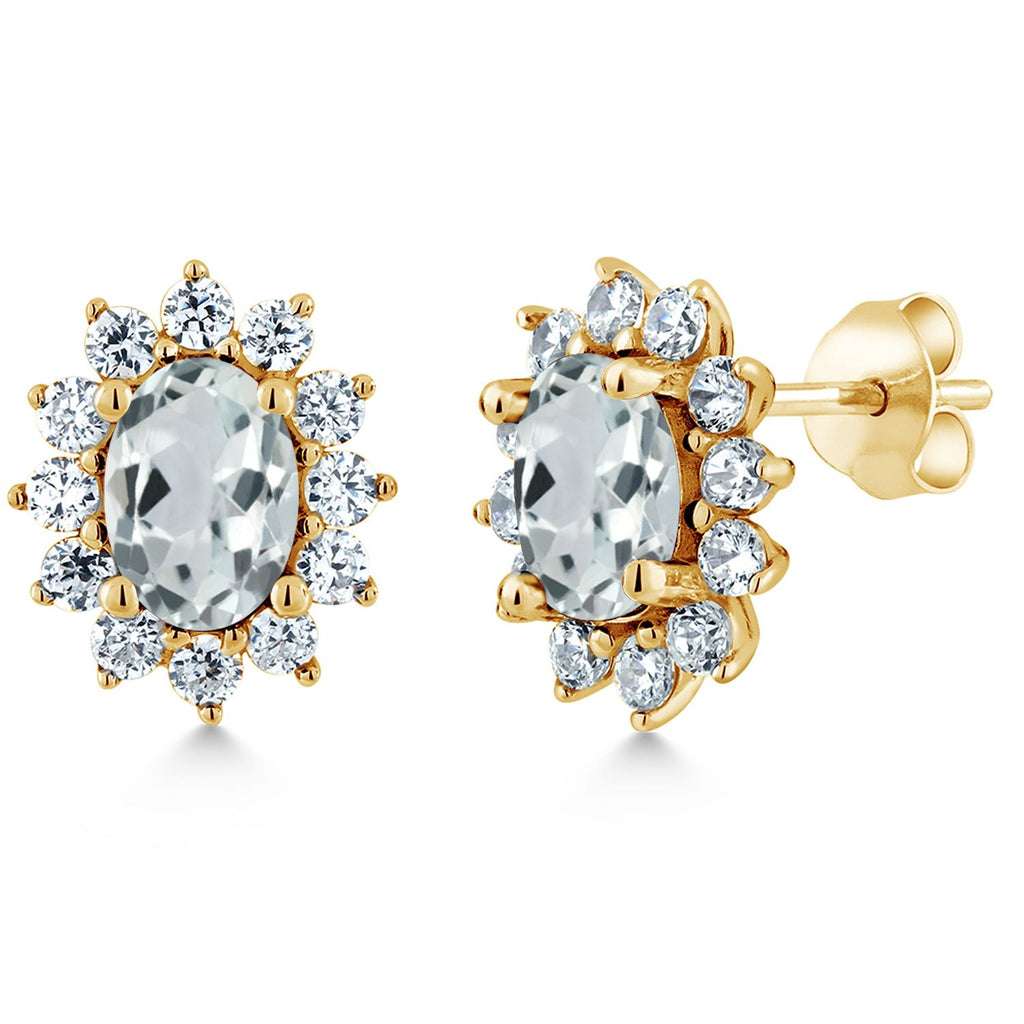 Aquamarine_Earrings in 925 Yellow Gold Plated Silver