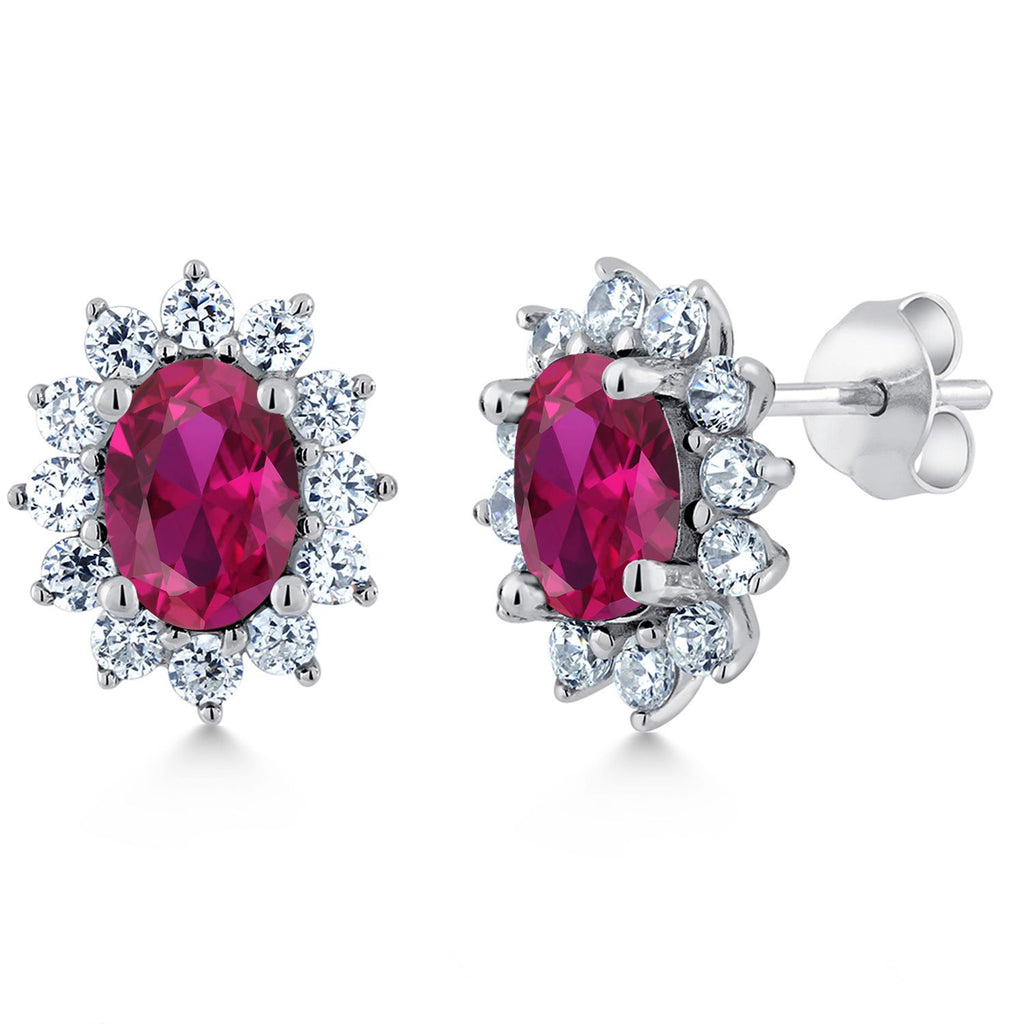 Created Ruby - July_Earrings in 925 Sterling Silver