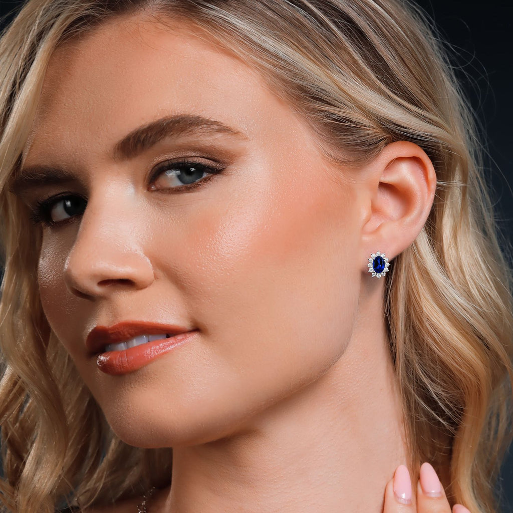 Blue Created Sapphire - September_Earrings in 925 Sterling Silver