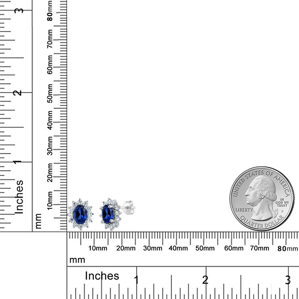 Blue Created Sapphire - September_Earrings in 925 Sterling Silver