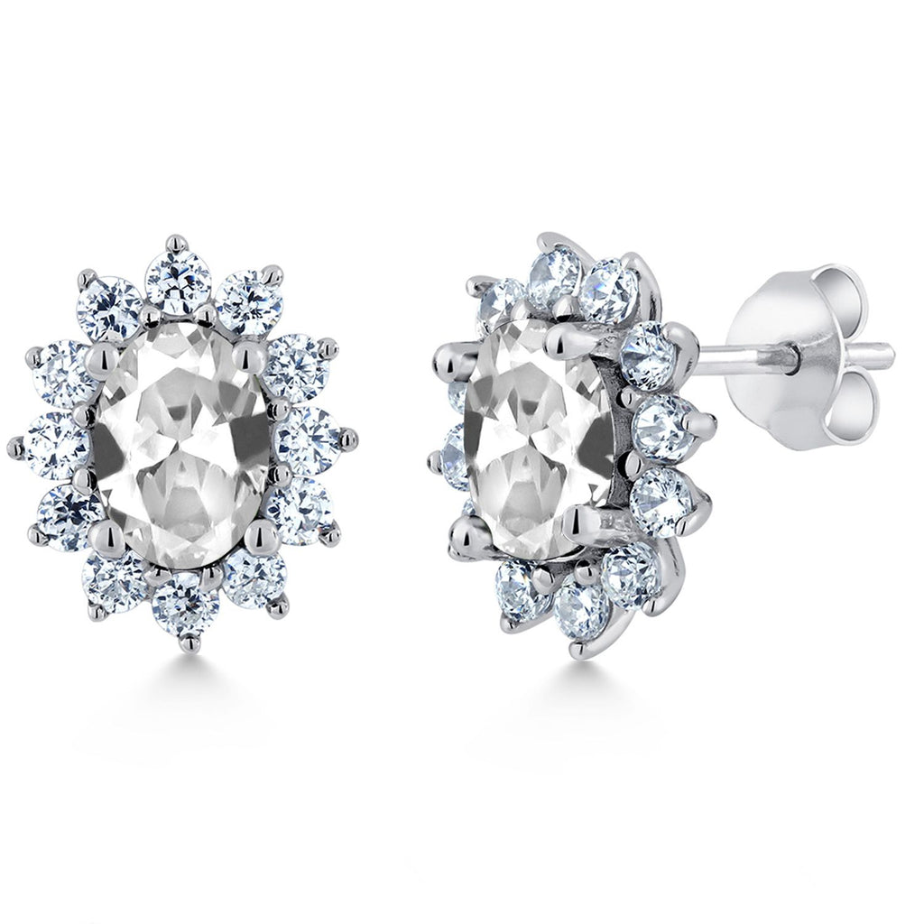 White Created Sapphire_Earrings in 925 Sterling Silver