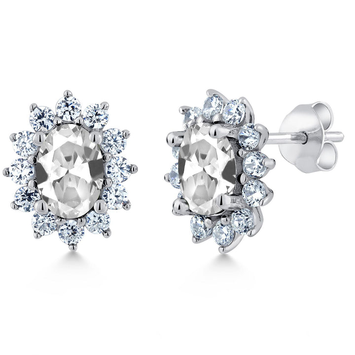 White Created Sapphire_Earrings in 925 Sterling Silver