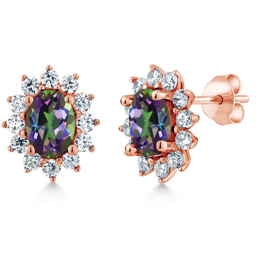 Green Mystic Topaz_Earrings in 925 Rose Gold Plated Silver