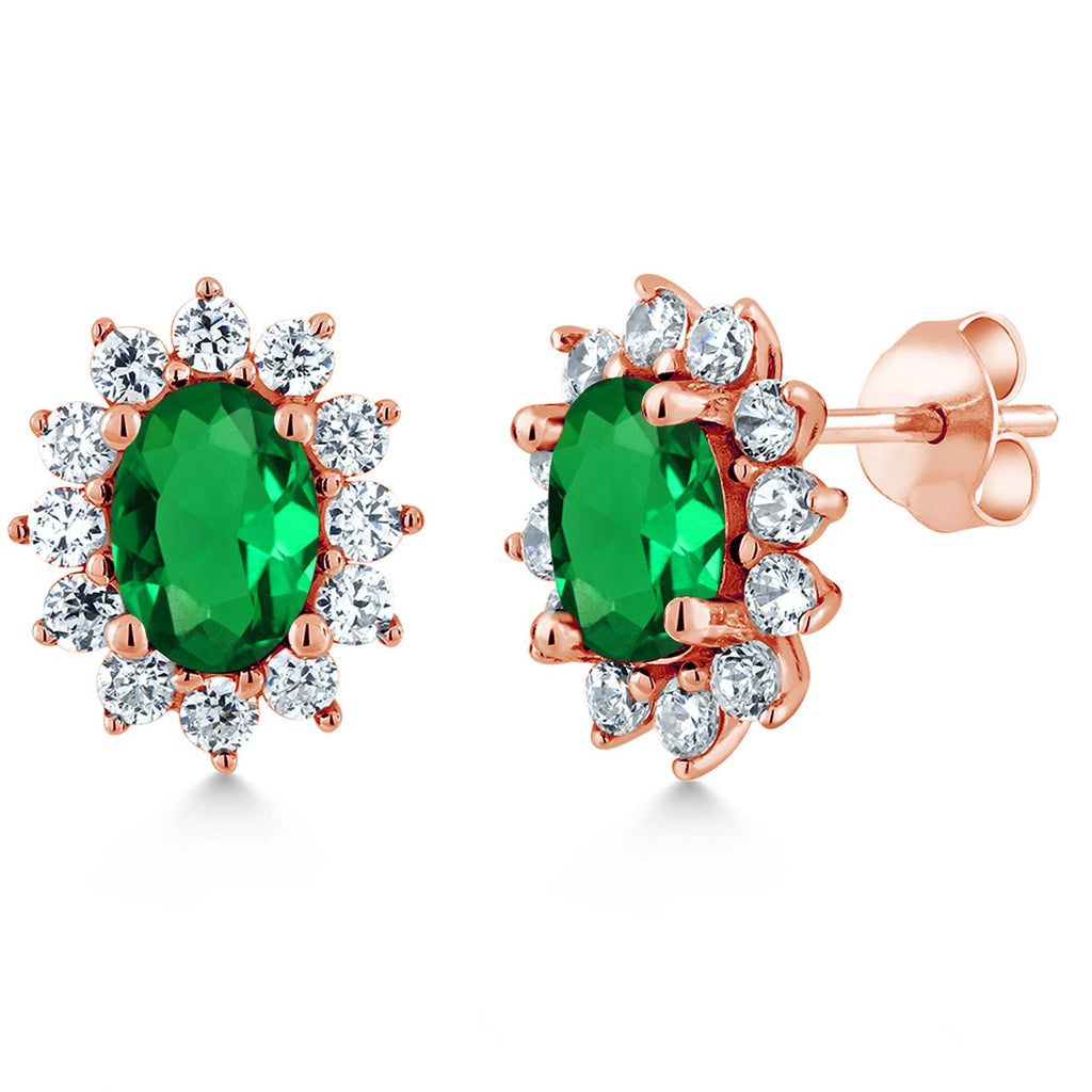 Nano Emerald - May_Earrings in 925 Rose Gold Plated Silver