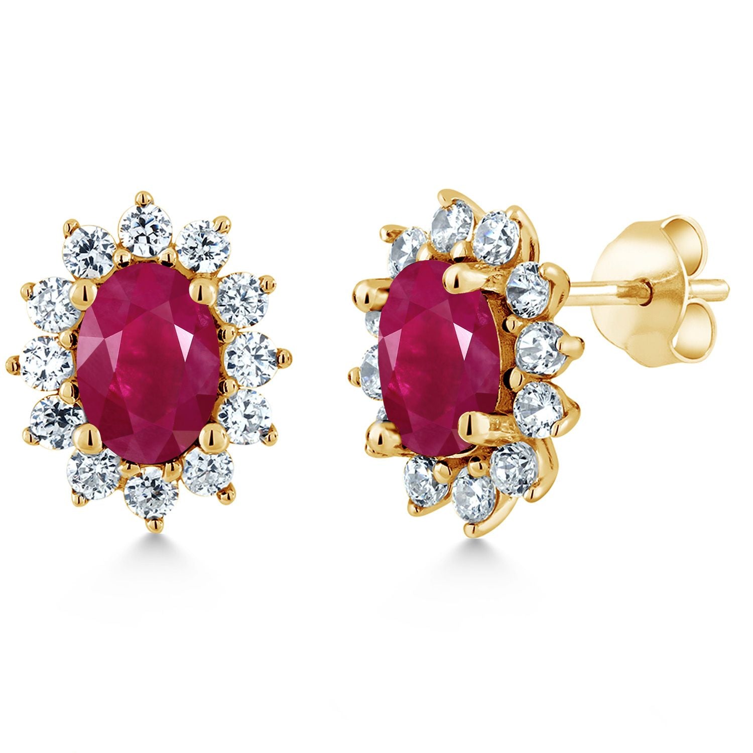 Ruby - July_Earrings in 925 Yellow Gold Plated Silver