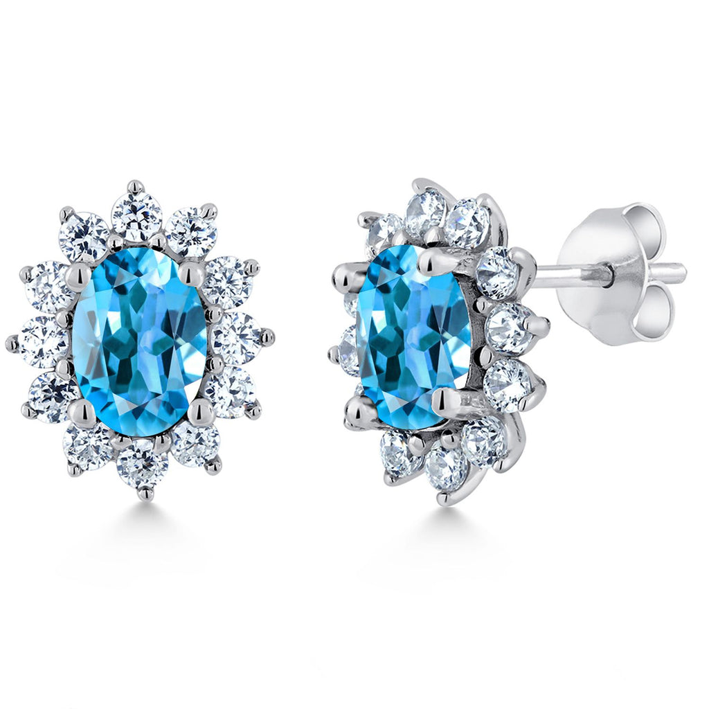 Swiss Blue Topaz_Earrings in 925 Sterling Silver