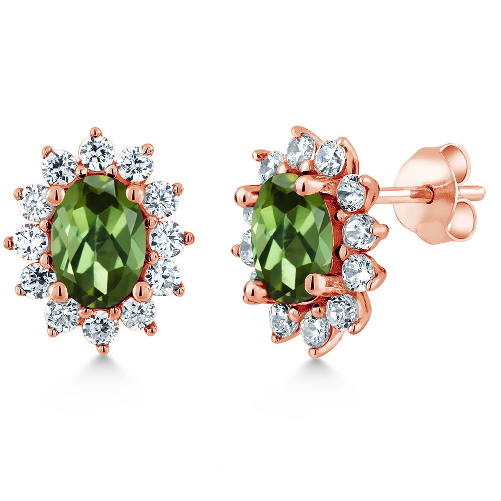 Green Tourmaline - October_Earrings in 925 Rose Gold Plated Silver