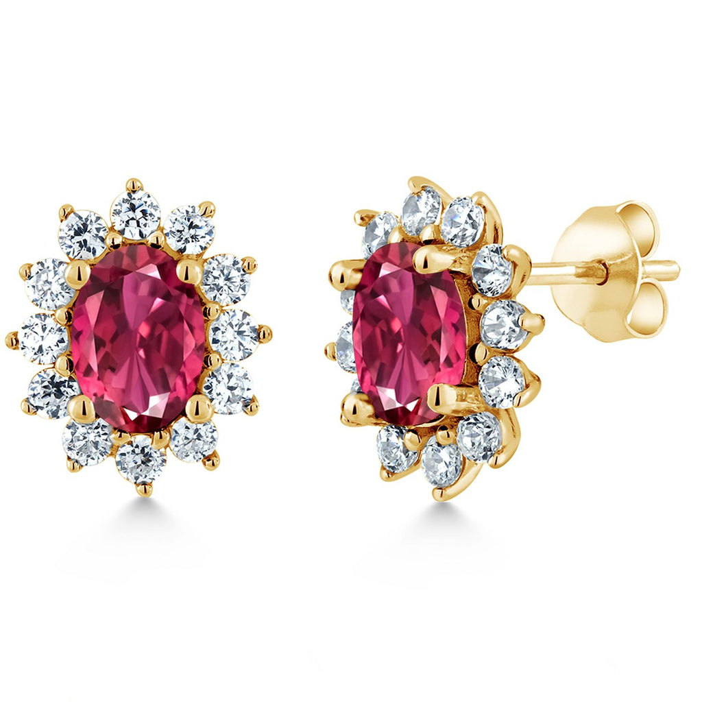 Pink Tourmaline_Earrings in 925 Yellow Gold Plated Silver