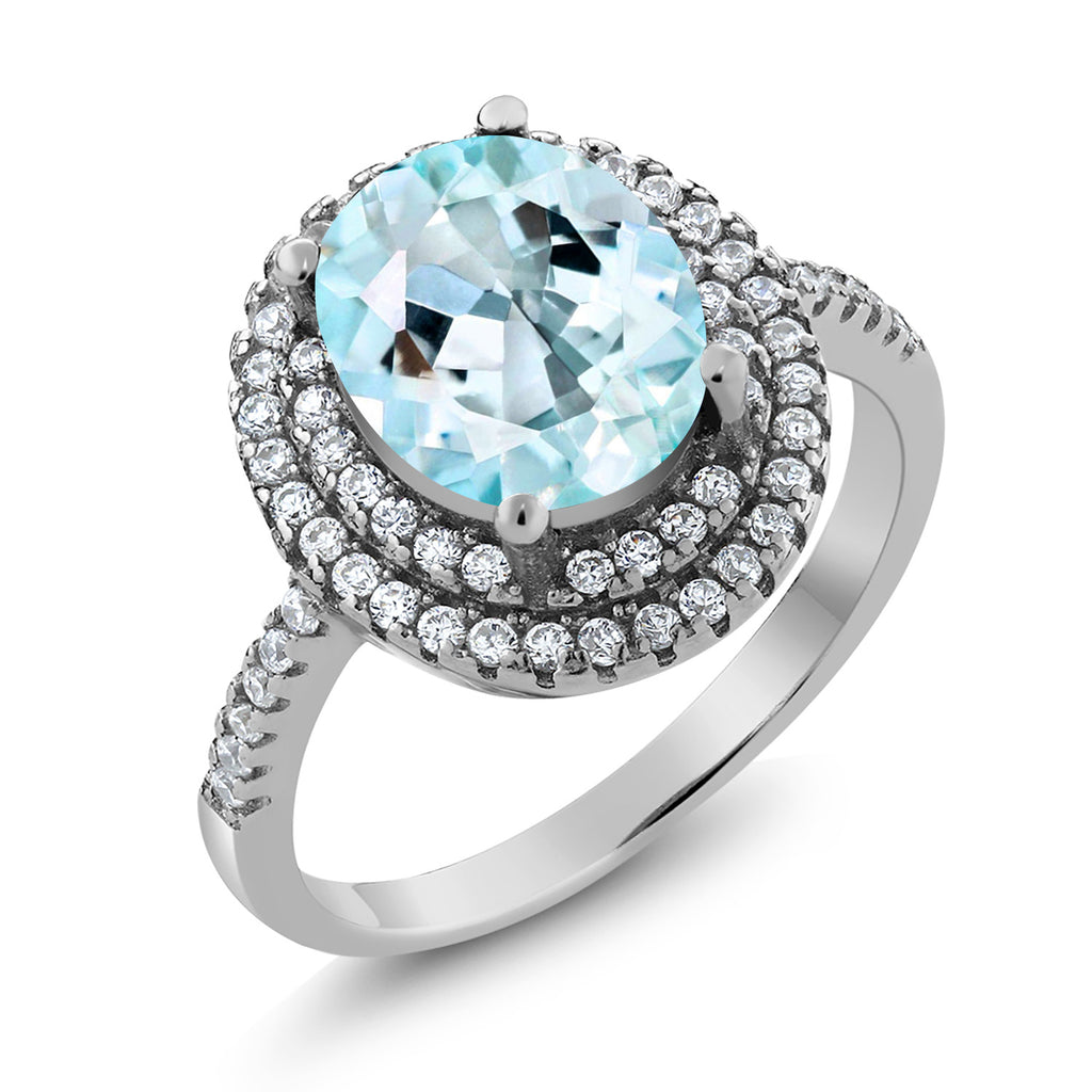 Sky Blue Topaz - November_8_Ring in 925 Sterling Silver
