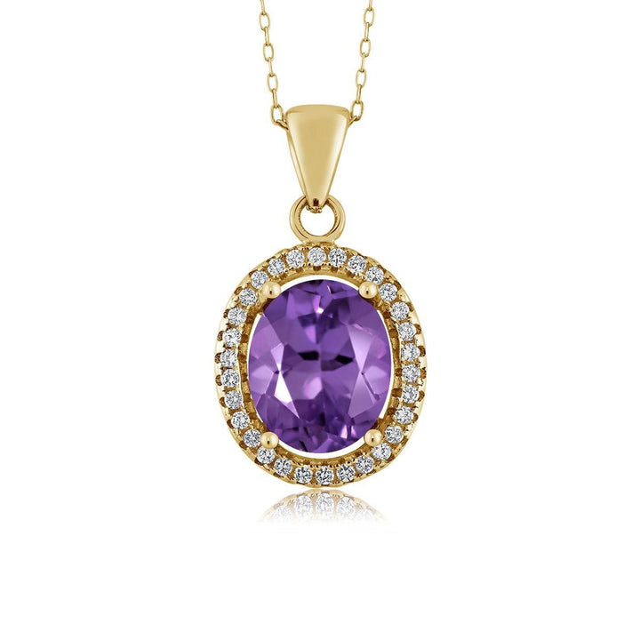 Amethyst - February_Pendant in 925 Yellow Gold Plated Silver