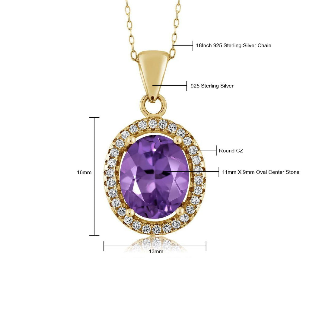 Amethyst - February_Pendant in 925 Yellow Gold Plated Silver
