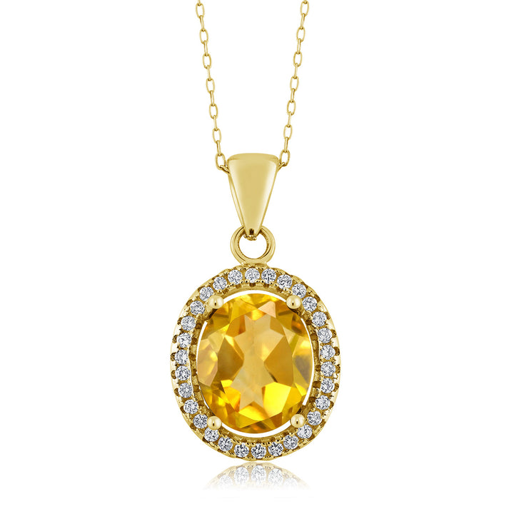 Citrine - November_Pendant in 925 Yellow Gold Plated Silver