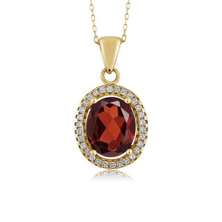 Garnet - January_Pendant in 925 Yellow Gold Plated Silver