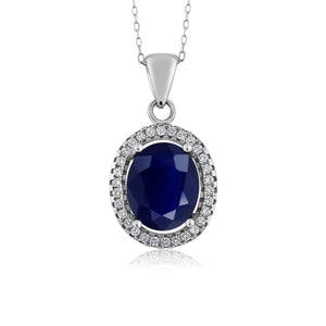 Blue Sapphire - September_Pendant in 925 Sterling Silver