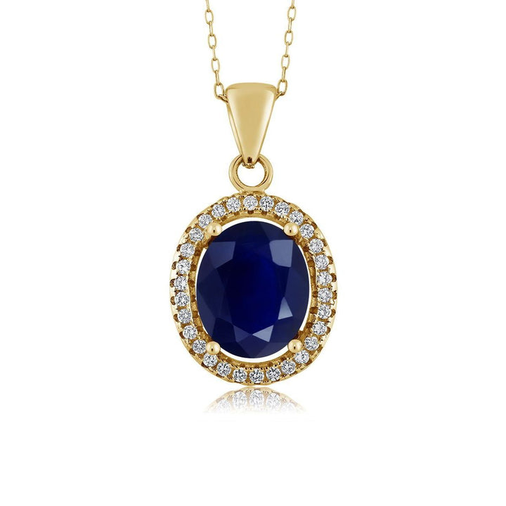 Blue Sapphire - September_Pendant in 925 Yellow Gold Plated Silver