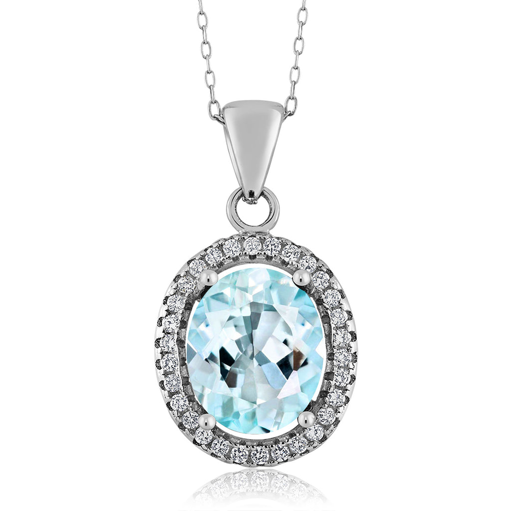 Sky Blue Topaz - November_Pendant in 925 Sterling Silver