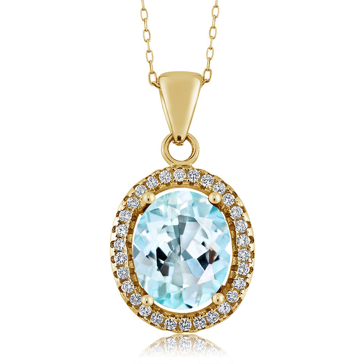 Sky Blue Topaz - November_Pendant in 925 Yellow Gold Plated Silver