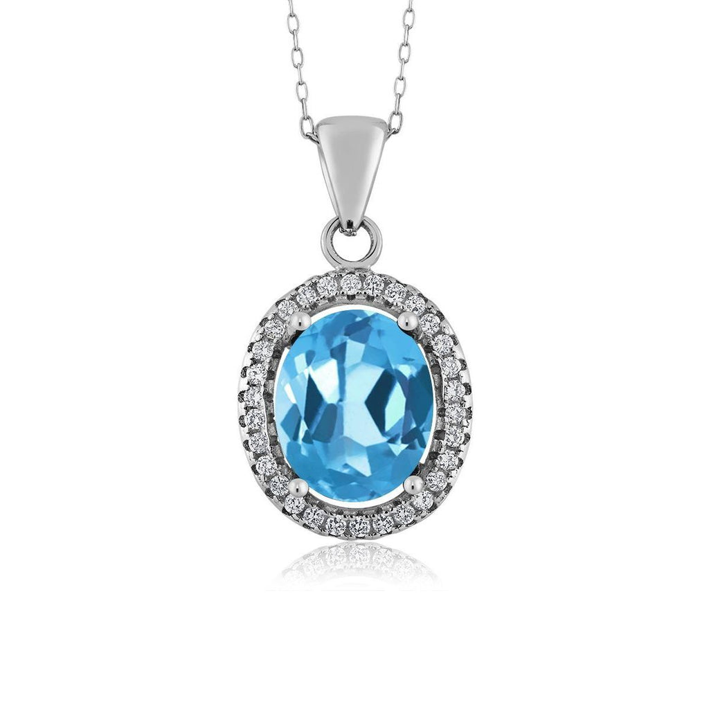 Swiss Blue Topaz - November_Pendant in 925 Sterling Silver
