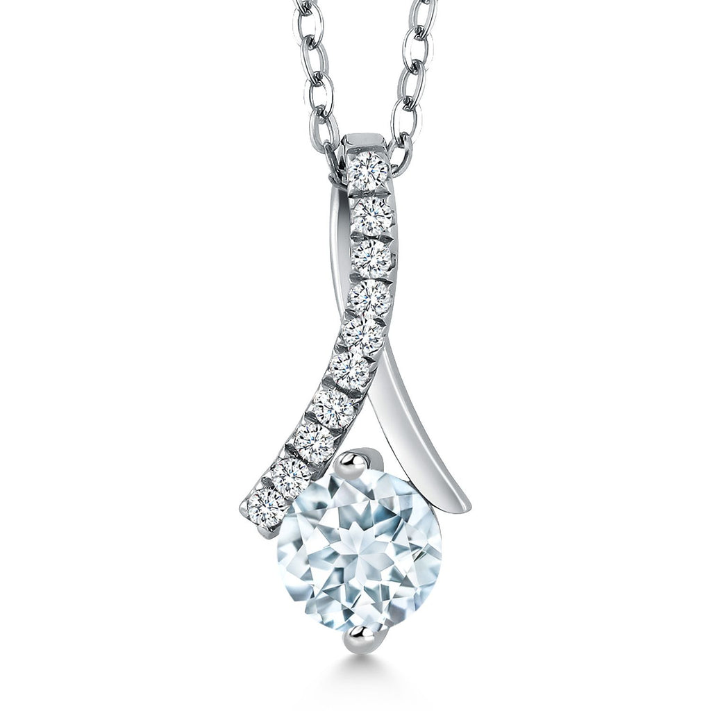 Aquamarine - March_Pendant in 925 Sterling Silver