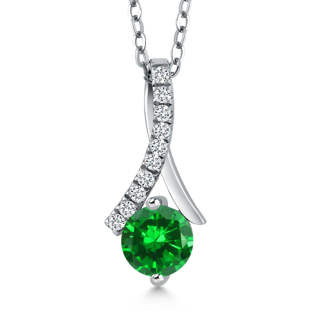 Created Emerald - May_Pendant in 925 Sterling Silver