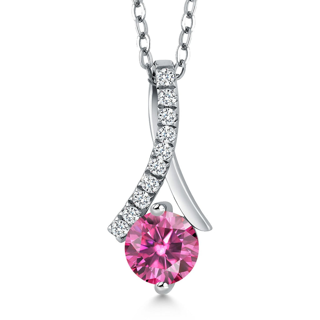 Pink Moissanite - April_Pendant in 925 Sterling Silver