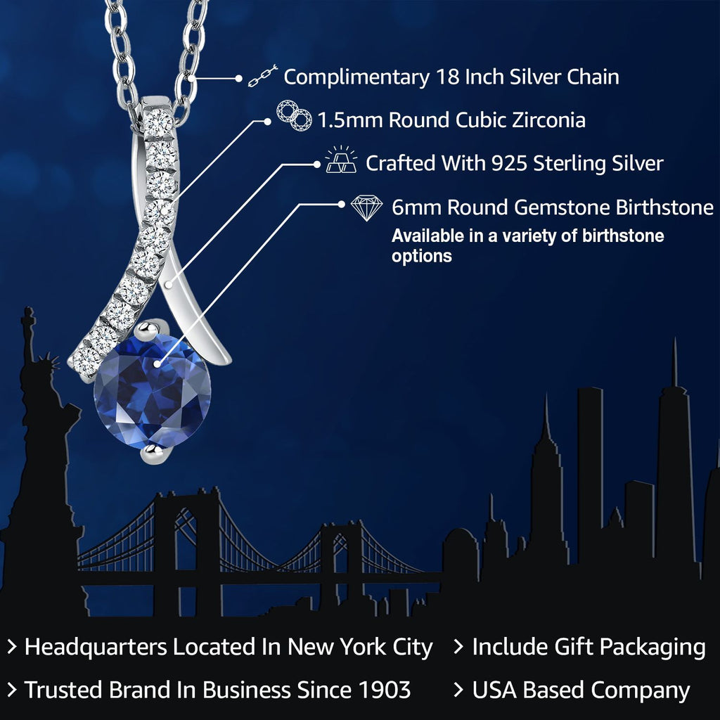Created Sapphire - September_Pendant in 925 Sterling Silver