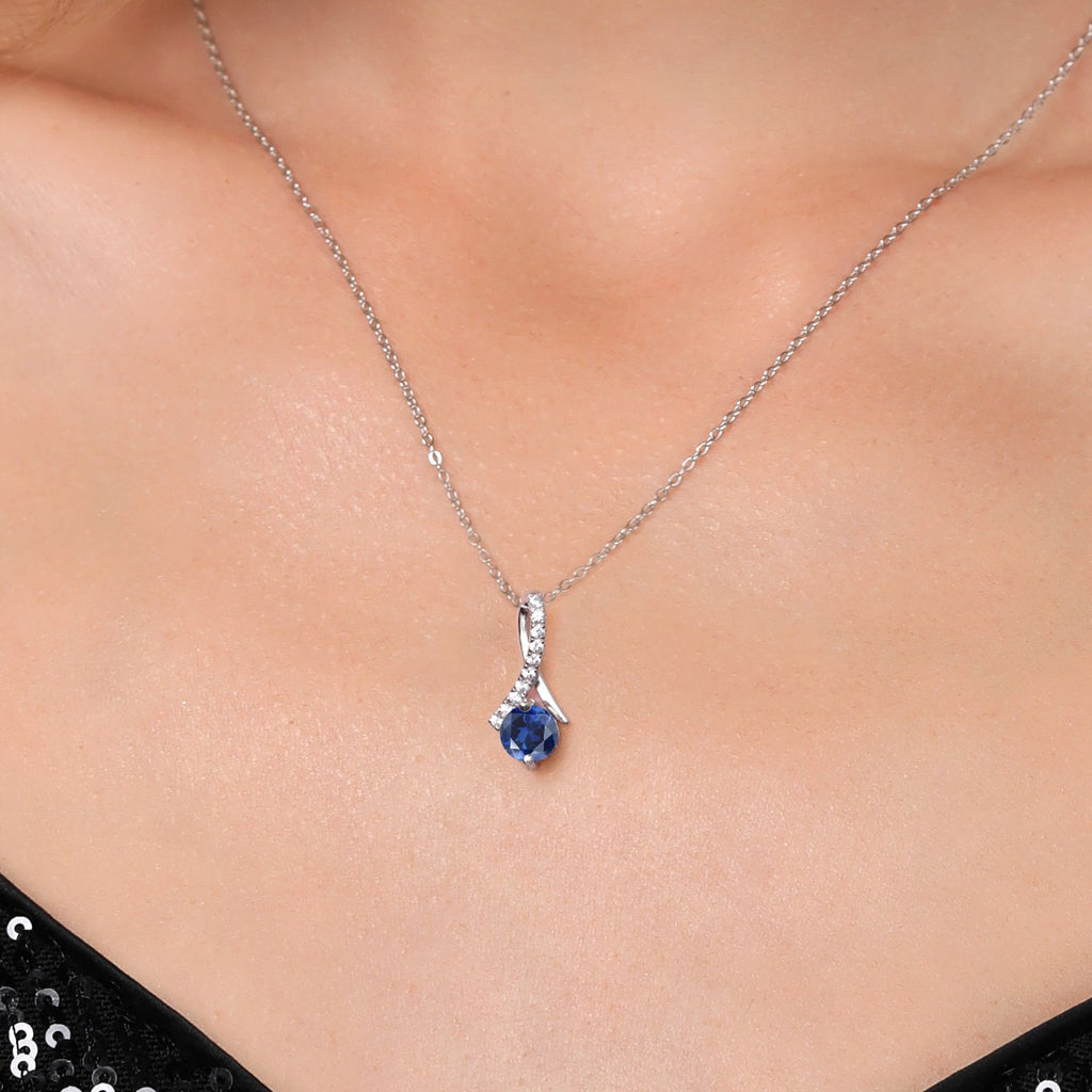 Created Sapphire - September_Pendant in 925 Sterling Silver