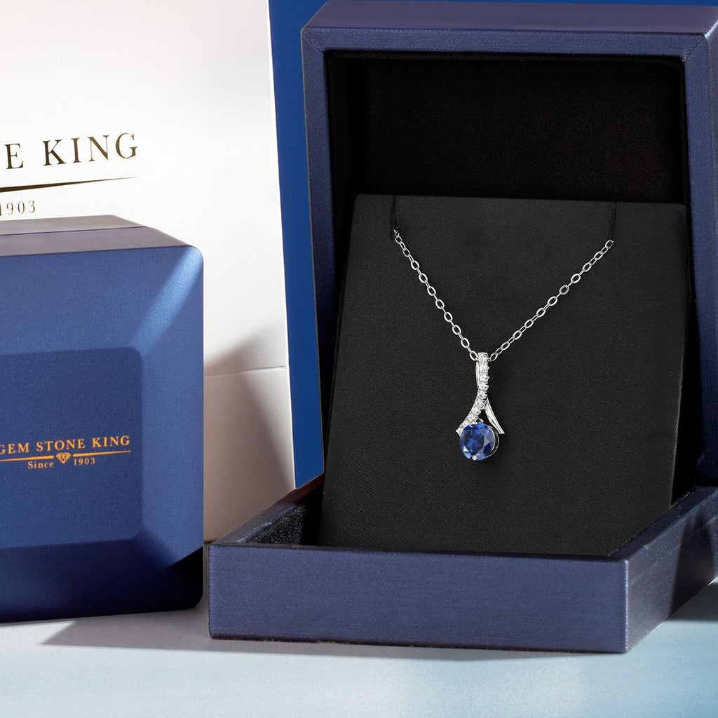 Created Sapphire - September_Pendant in 925 Sterling Silver