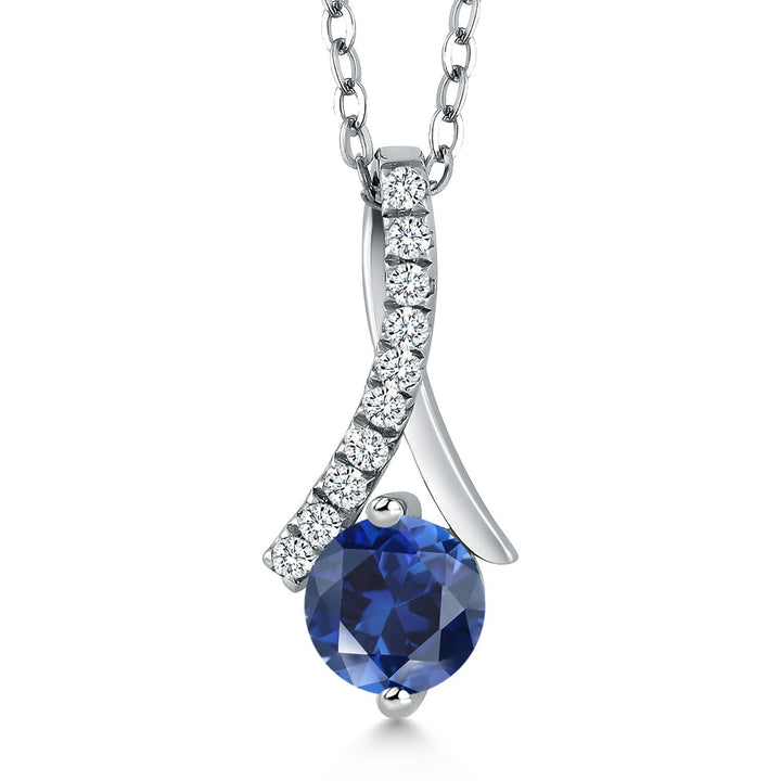 Created Sapphire - September_Pendant in 925 Sterling Silver