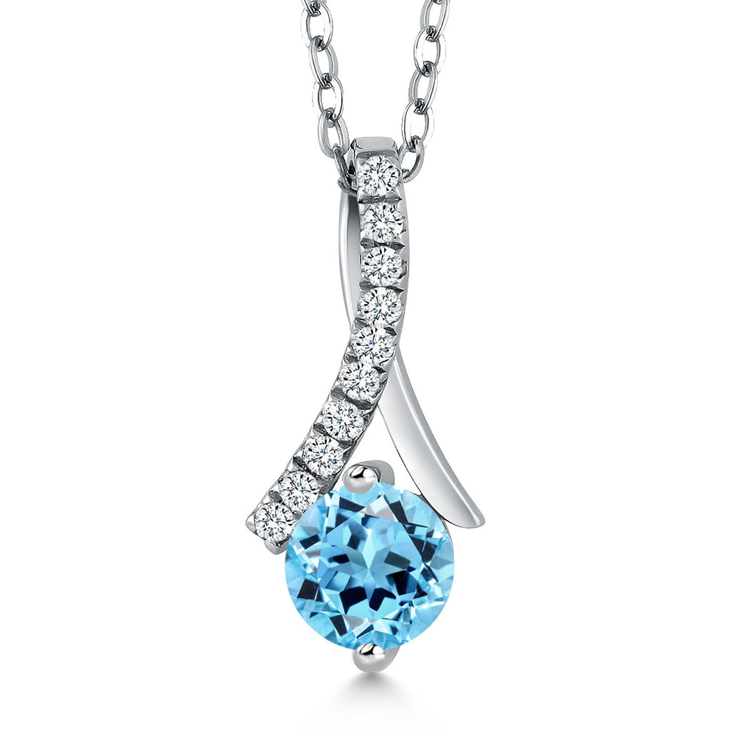 Swiss Blue Topaz - November_Pendant in 925 Sterling Silver