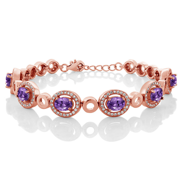 Amethyst - February_Bracelet in 925 Rose Gold Plated Silver
