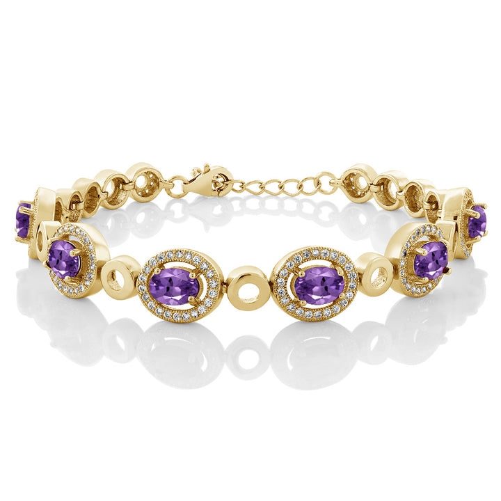 Amethyst - February_Bracelet in 925 Yellow Gold Plated Silver