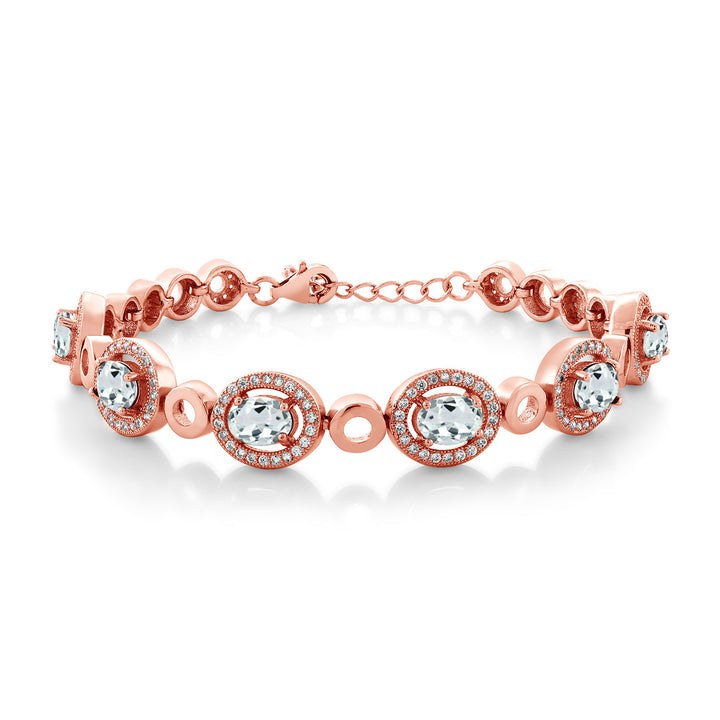 Aquamarine - March_Bracelet in 925 Rose Gold Plated Silver